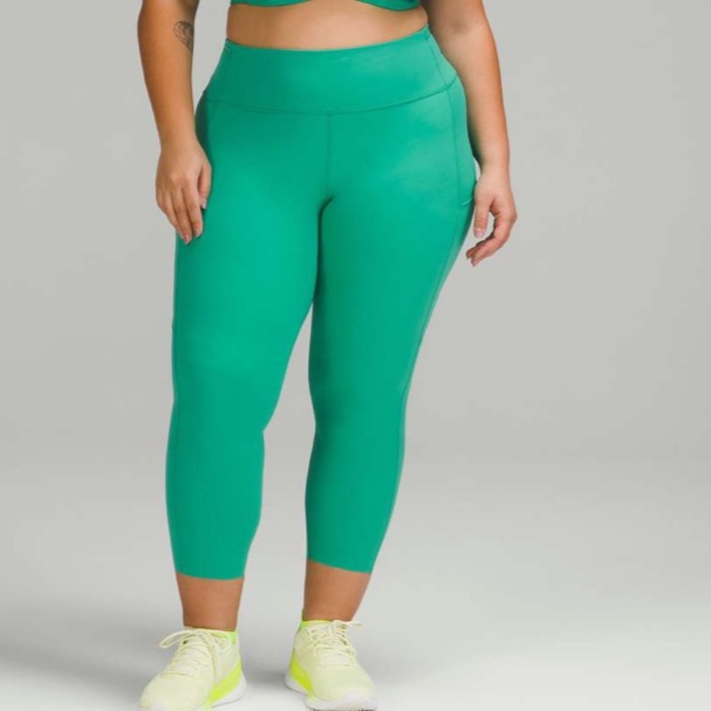 Lululemon Fast and Free High-Rise Crop 23" Maldives Green Size 2 - Picture 1 of 11